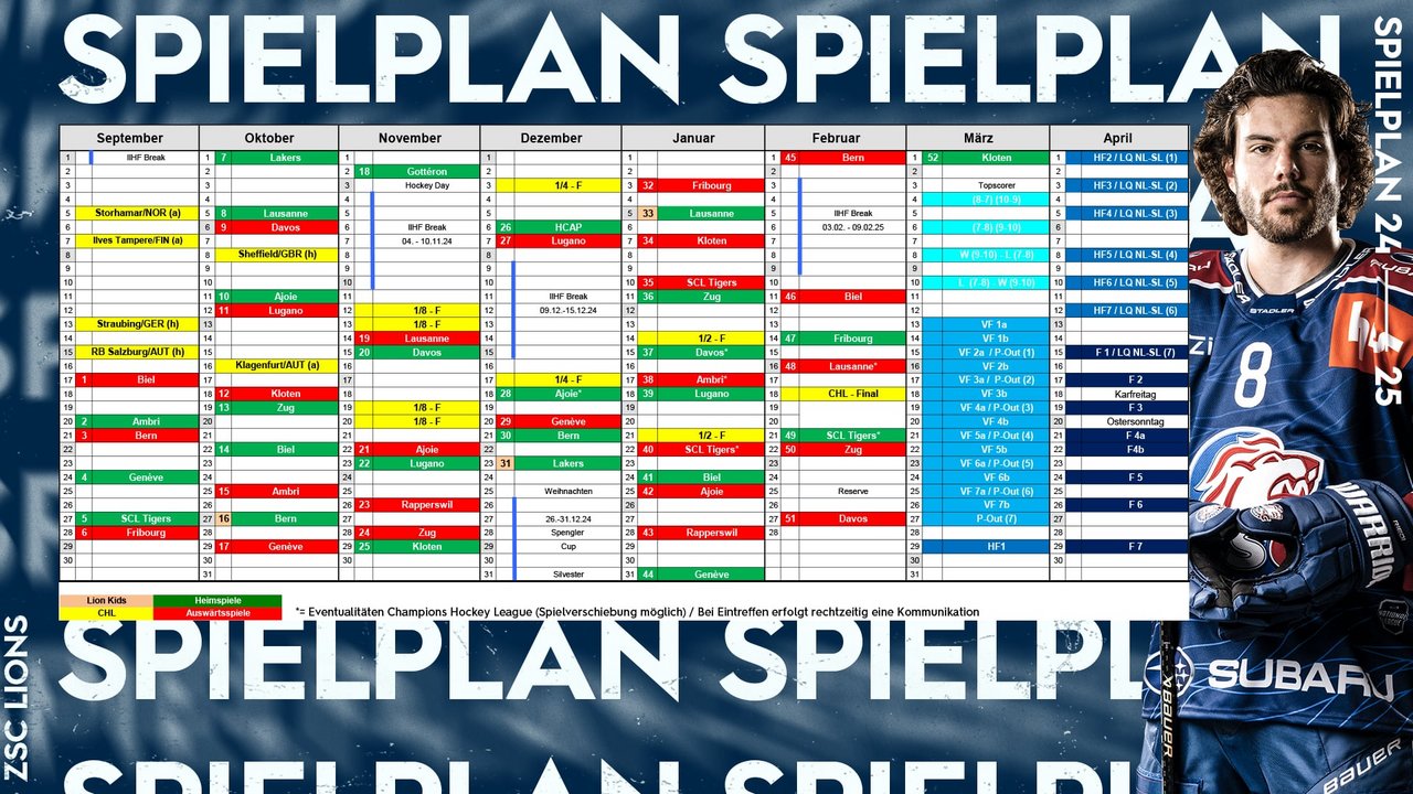 Meisterschafts-Spielplan 2024/25